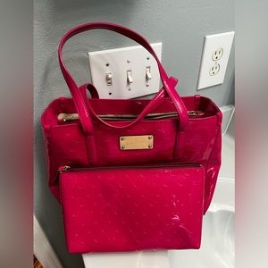 Kate Spade hot pink bag and cosmetic case